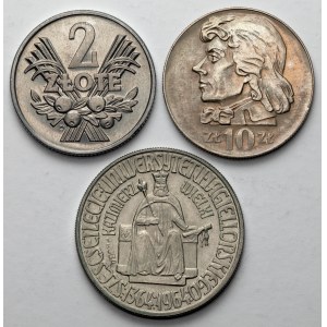 2 - 10 złotych 1964-1973, w tym próba CuNi, zestaw (3szt)