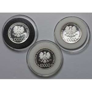 10.000 złotych 1988-1989 Jan Paweł II, zestaw (3szt)