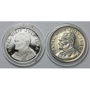 Karaiby, Saint Lucia, 5 dolarów 1986 - Jan Paweł II, SREBRO i CuNi (2szt)