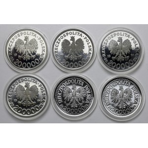 200.000 złotych 1991-1992, zestaw (6szt)