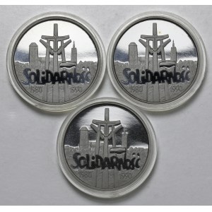 100.000 złotych 1990 Solidarność (gruba), zestaw (3szt)