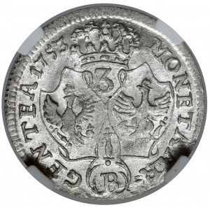 Preussen, Friedrich II, 3 kreuzer 1753-B, Breslau