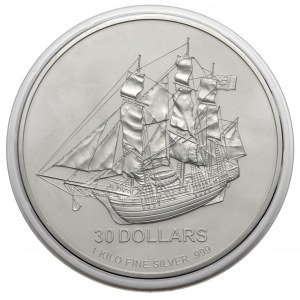 Wyspy Cooka, 30 dolarów 2009 - KILOGRAM srebra