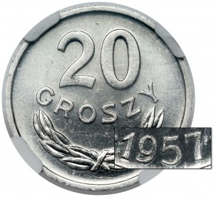 20 groszy 1957 - szeroka data - najrzadsza