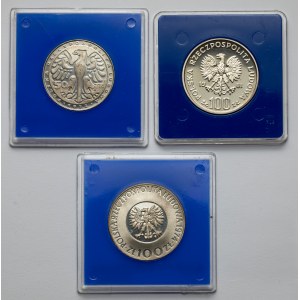 ZESTAW 50 - 100 złotych 1972-1981, w tym próba Ag, zestaw (3szt)