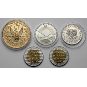 Polska i Ukraina, zestaw monet i medal (5szt)
