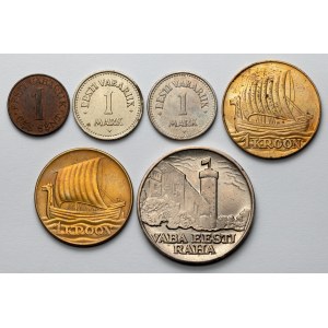 Estonia, zestaw monet 1922-1991 (6szt)