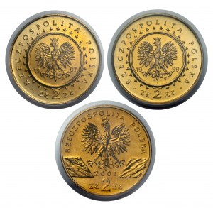 2 złote 1997-2001, zestaw (3szt)