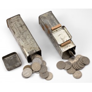 II RP i PRL, zestaw monet w pudełkach z epoki
