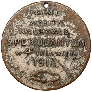 Medal Wybity na Chwałę Spekulantom 1918