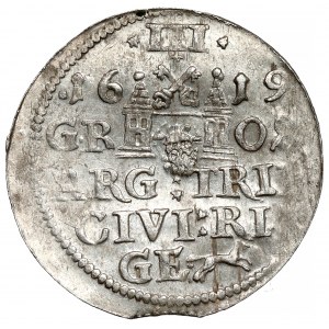 Zygmunt III Waza, Trojak Ryga 1619 - duża głowa - RZADKI