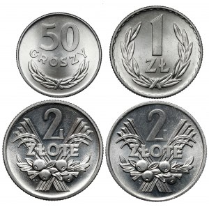 50 groszy, 1 i 2 złote 1949-1958 (4szt)