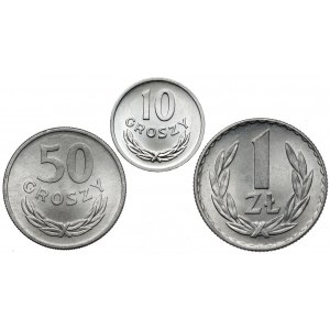10, 50 groszy i 1 złoty 1949-1973 (3szt)