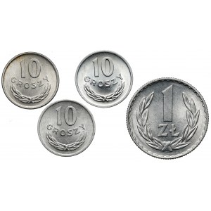 10 groszy i 1 złoty 1949-1972 (4szt)