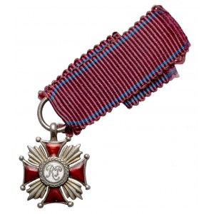 Miniaturka Krzyża Zasługi IIRP - w srebrze - sygnowana