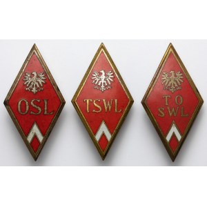 PRL, zestaw odznak absolwenckich (3szt)