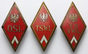 PRL, zestaw odznak absolwenckich (3szt)