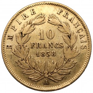 France, Napoleon III, 10 francs 1858-A, Paris