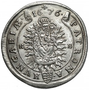 Węgry, Leopold I, 15 krajcarów 1676-KB, Kremnica