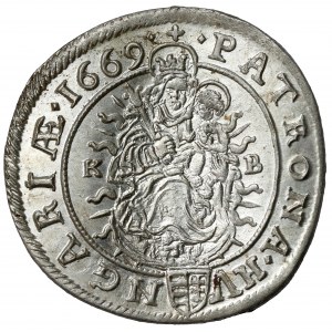 Węgry, Leopold I, 6 krajcarów 1669-KB, Kremnica