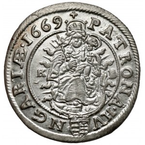 Węgry, Leopold I, 6 krajcarów 1669-KB, Kremnica