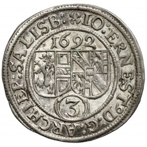 Austria, Salzburg, Jan Ernst von Thun, 3 kreuzer 1692