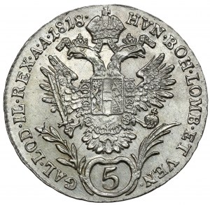 Austria, Franciszek I, 5 krajcarów 1818-B, Kremnica