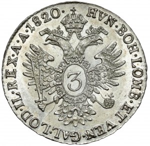 Austria, Franciszek I, 3 krajcary 1820-B, Kremnica