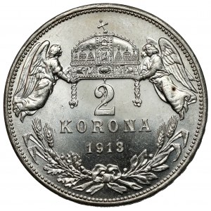 Hungary, Franz Joseph I, 2 korona 1913 KB