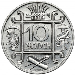 Próba ALUMINIUM 10 złotych 1938 (1953) KLAMRY - nakład 10 sztuk