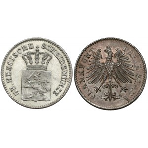 Deutschland, Hessen und Frankfurt, 3 Kreuzer 1852-1867, Satz (2Stk.)