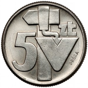 Próba NIKIEL 5 złotych 1959 - młot i kielnia