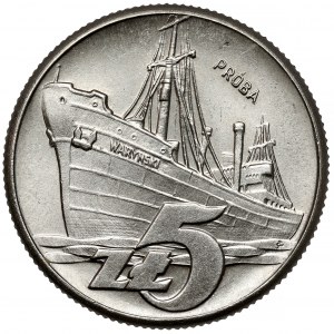 Próba NIKIEL 5 złotych 1960 Statek Waryński