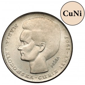 Próba MIEDZIONIKIEL 10 złotych 1967 Skłodowska - w lewo