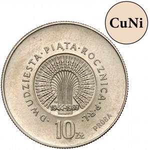 Próba MIEDZIONIKIEL 10 złotych 1969, 25 lat PRL