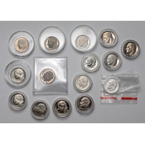 USA, Dime, lot (15pcs)