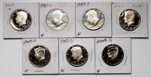 USA, 1/2 dolara 1982-2017, zestaw (7szt)