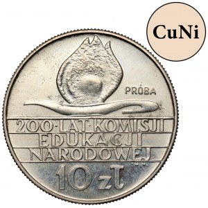 Próba MIEDZIONIKIEL 10 złotych 1973, 200 lat KEN - duży kaganek