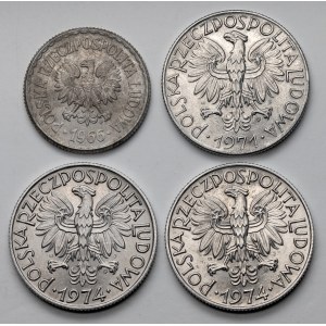 1 zł 1966 i 3x 5 zł 1971-74 Rybak, zestaw (4szt)