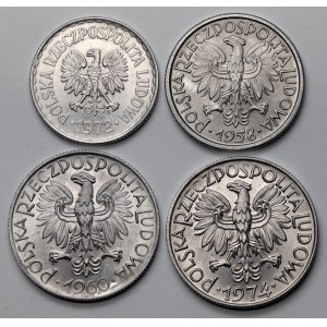 1, 2 i 5 złotych 1958-74, zestaw (4szt)