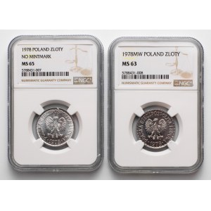 1 złotych 1978 bz i zn, zestaw (2szt)