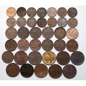 1 - 5 groszy 1923-1939, zestaw (37szt)
