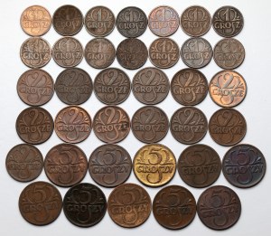 1 - 5 groszy 1923-1939, zestaw (37szt)