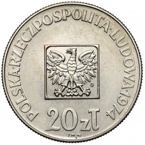 Próba MIEDZIONIKIEL 20 złotych 1974 XXX lat PRL