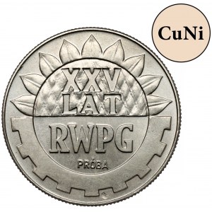 Próba MIEDZIONIKIEL 20 złotych 1974 XXV lat RWPG - z deseniem