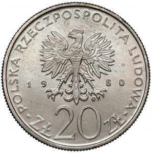 Próba MIEDZIONIKIEL 20 złotych 1980 Dar Pomorza - napis w otoku