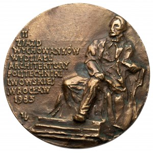 Medal lany, II Zjazd Wychowanków WYdziału Architektury Politechniki Lwowskiej, Wrocław 1985