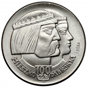 Próba NIKIEL 100 złotych 1960 Mieszko... - głowy - duży orzeł