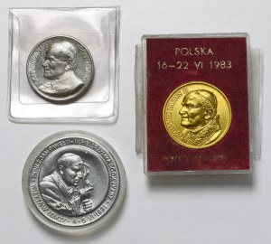 Jana Pawła II - medale, zestaw (3szt)
