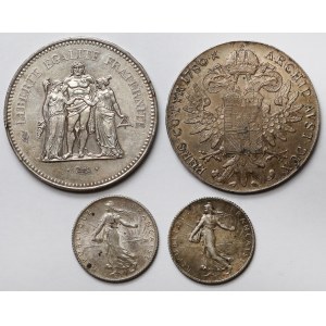 Europe, silver coins MIX, lot (4pcs)